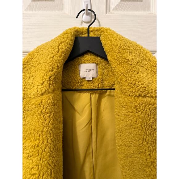 LOFT Teddy Coat Long Women M Medium Yellow - Picture 3 of 7
